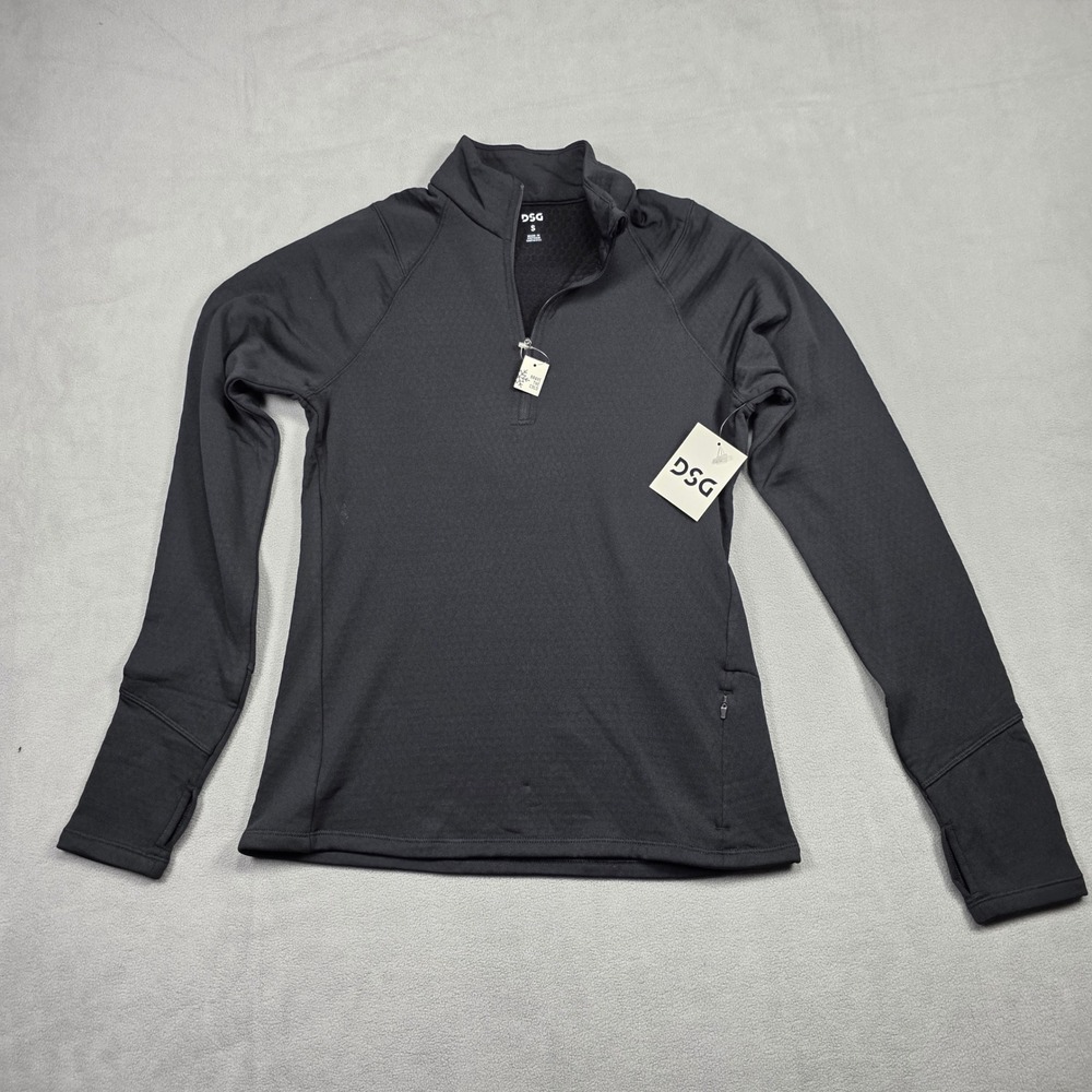 DSG Run Grid 1/4 Zip Womens Small Pure Black Quarter Zip Pullover Solid